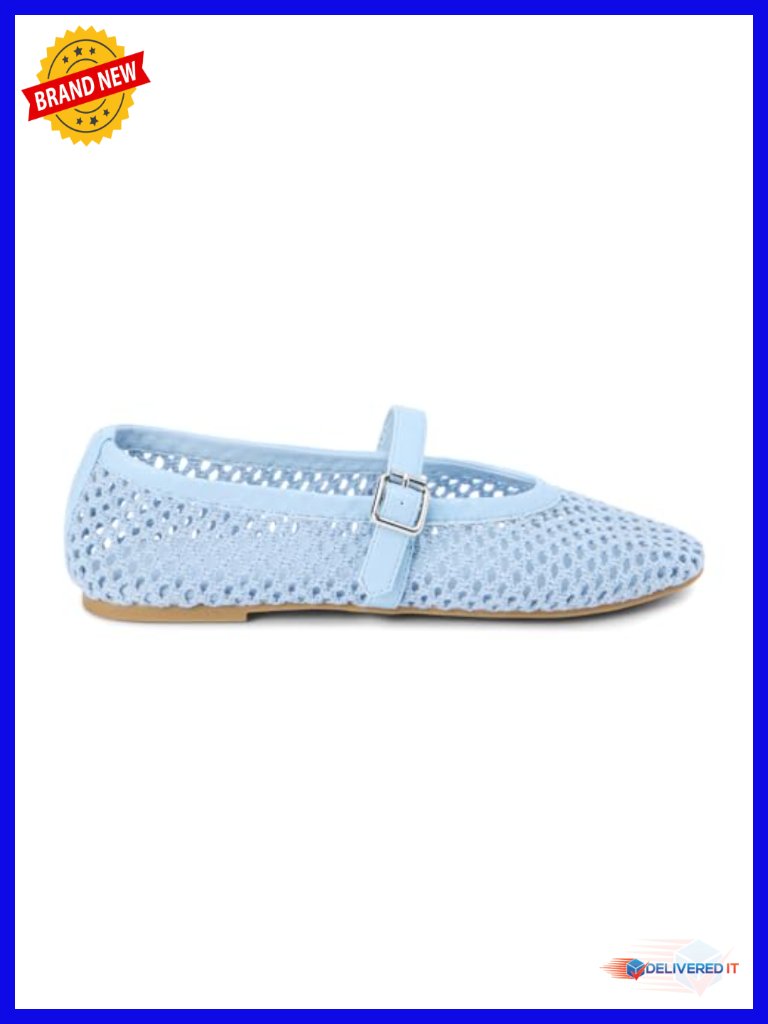 Mary Jane Flats - Open Mesh With Faux Leather Trim
